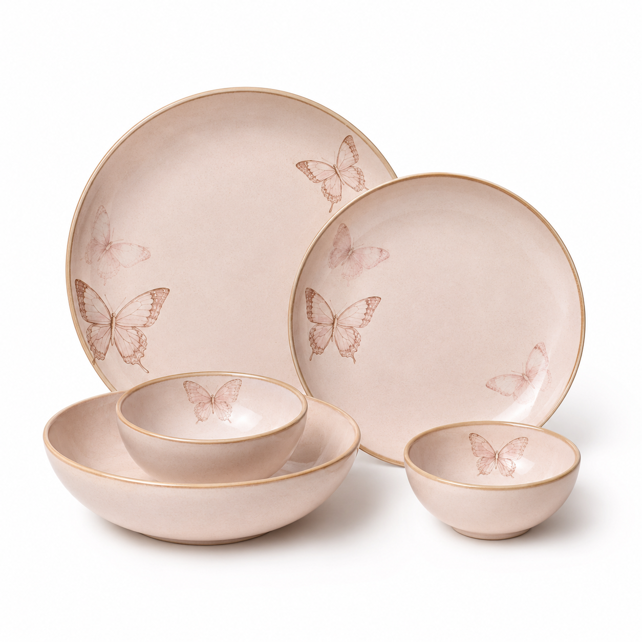 Pastel Butterfly Ceramic Dinnerware Set for Two