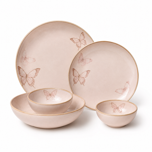 Pastel Butterfly Ceramic Dinnerware Set for Two