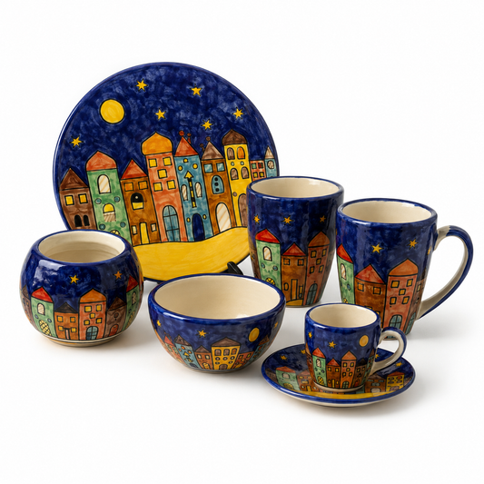 Night Cityscape Ceramic Tea Set