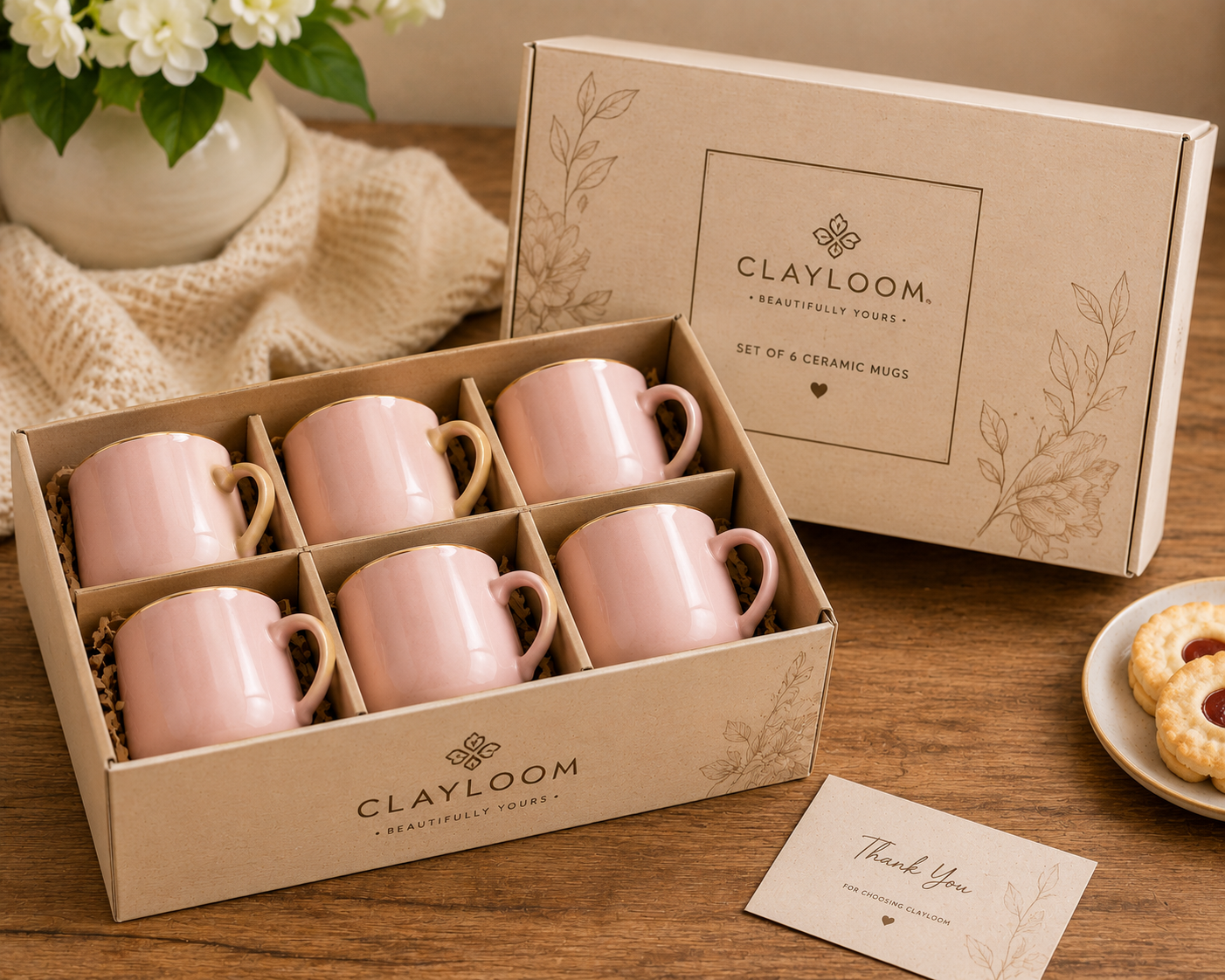 Elegant Ceramic Cups Set of 6